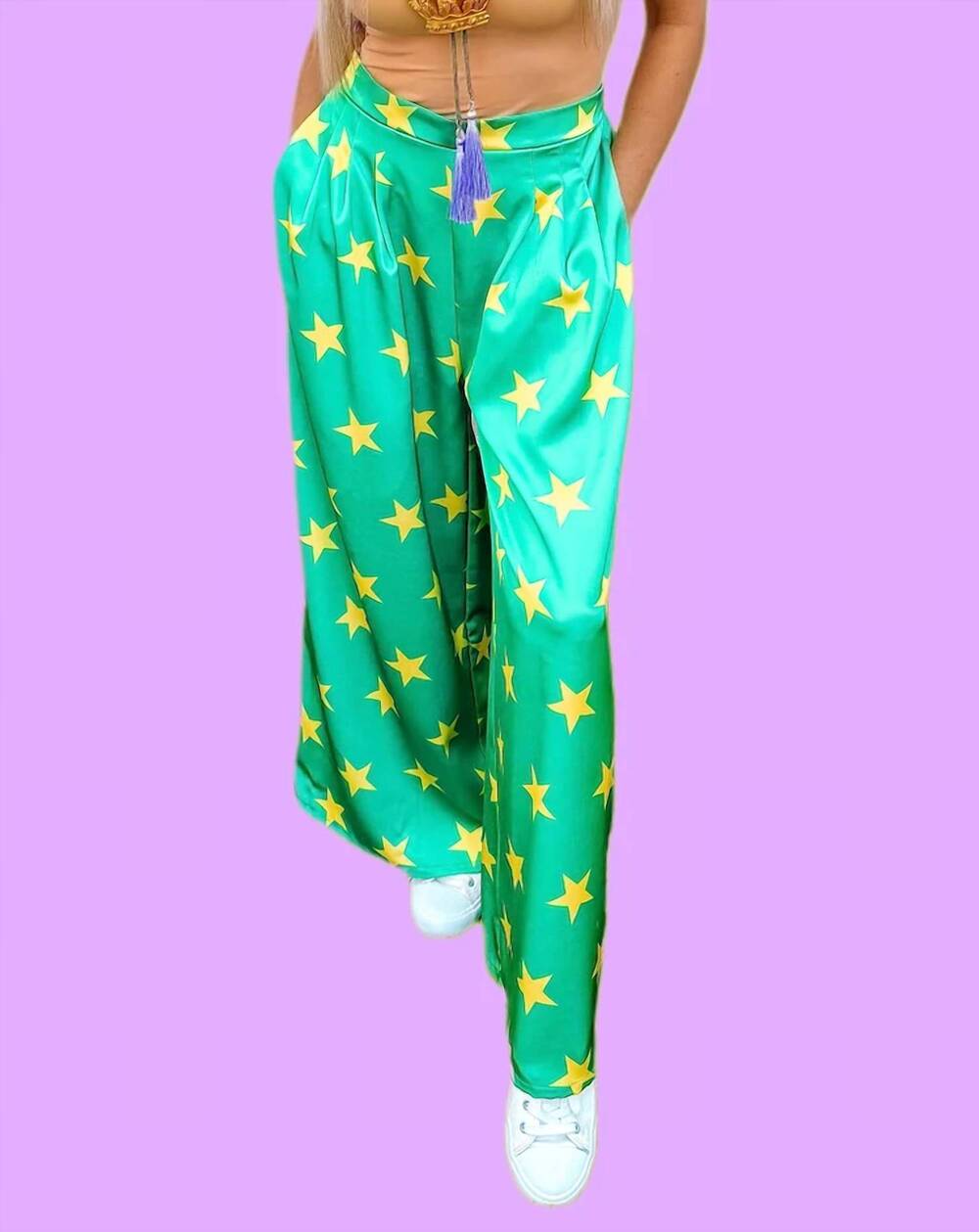 NEW BURNT TOAST/EMY AVE supernova star classic trousers in green